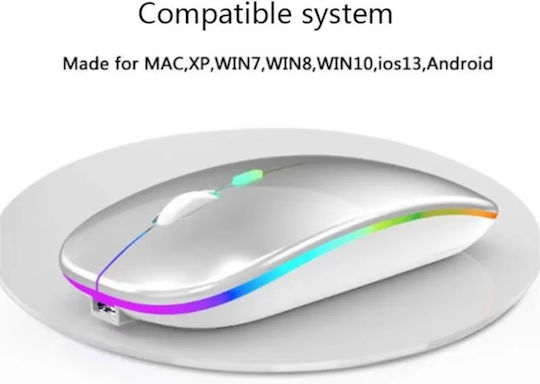 Ασύρματο RGB Gaming Ποντίκι Ασημί