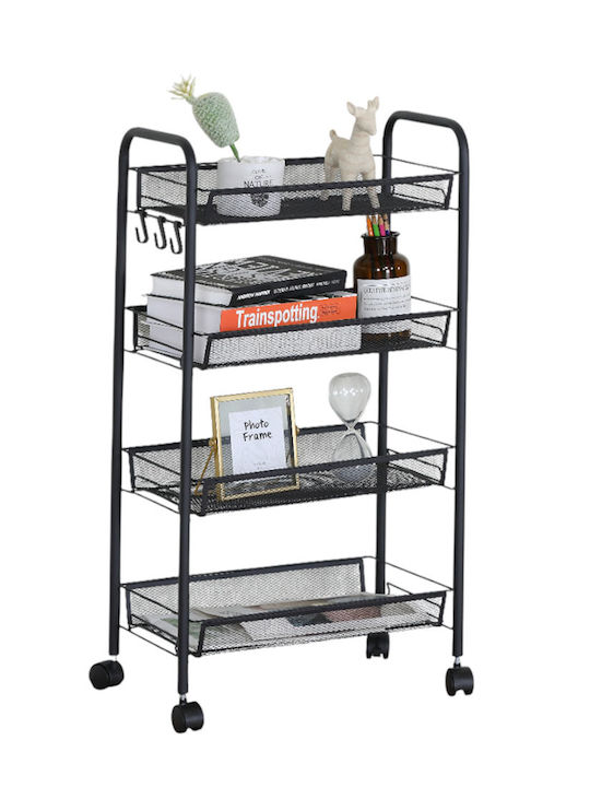 Ankor Metal Kitchen Trolley 4 Tiers Black 44x26x85cm