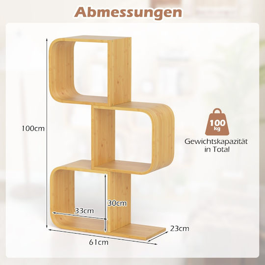 Bamboo Bookcase 61x23x100cm