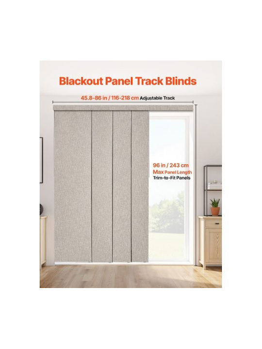 Vevor Panel Track Blinds Extendable Track 116 Cm To 218 Cm W Trimmable Brown