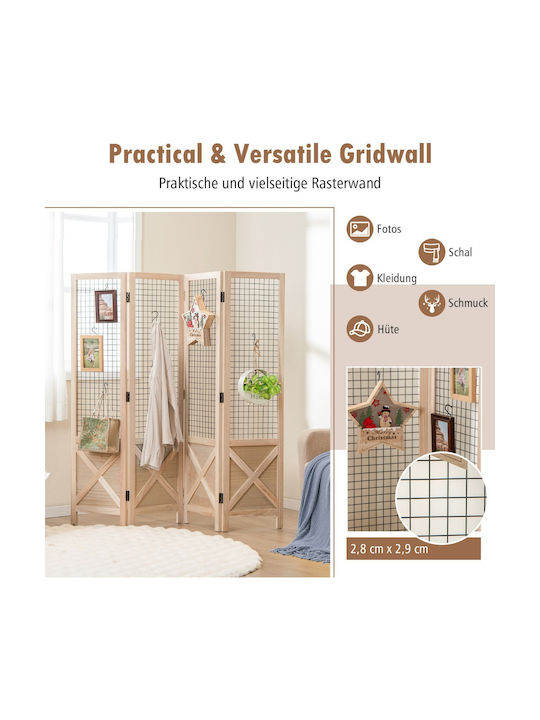 Costway Multifunctional Room Divider 151 X 144 Cm Folding Panels Stable Wooden Construction Jv11391na