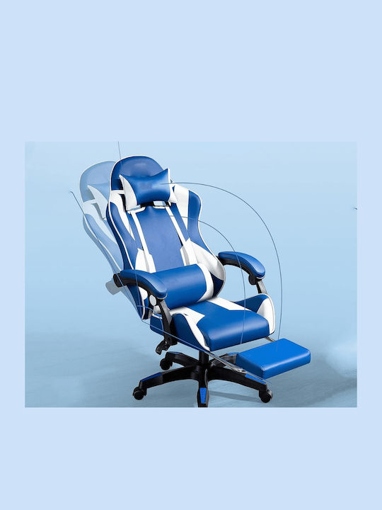 CHAIR-GAMING-PB-SKY-BLUE Δερματίνης Μπλε / Λευκό