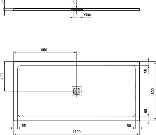 Ideal Standard Ultra Flat S+ Rectangulară Ceramică Duș 170x80cm Bej
