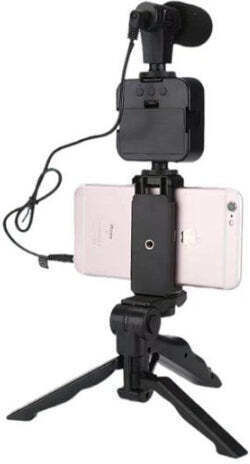 Camera Phone Tripod Led Light Microphone – Vlogging Video Kit Ay-49