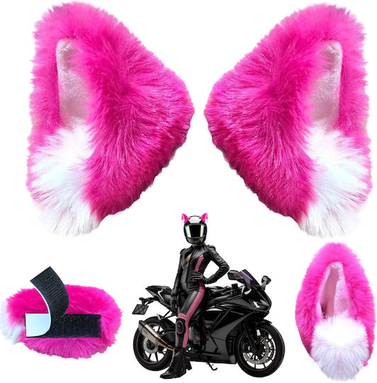 Helmet Ears Fur 2 Pcs Pink