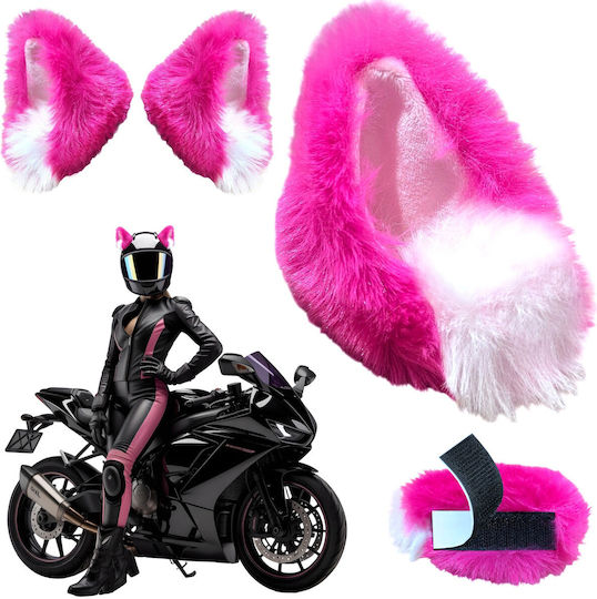 Helmet Ears Fur 2 Pcs Pink