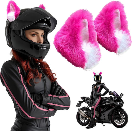 Helmet Ears Fur 2 Pcs Pink