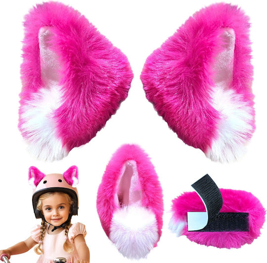 Helmet Ears Fur 2 Pcs Pink