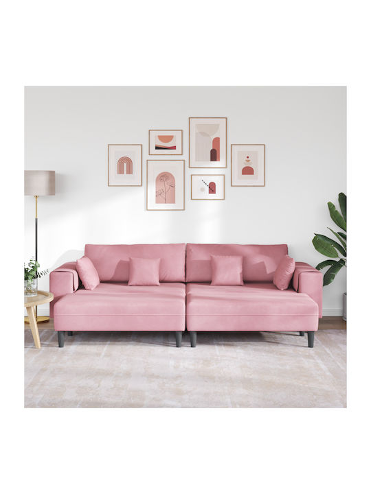 Living Room Furniture Set Couch & Stool Pink