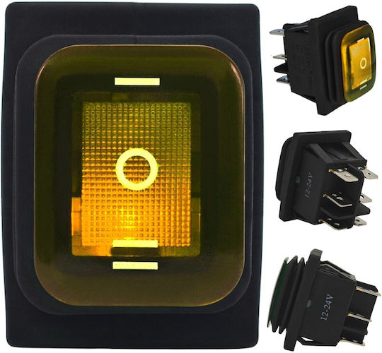 Led Switch 3-position 6-pin 12-24v Rocker Rocker Waterproof Orange