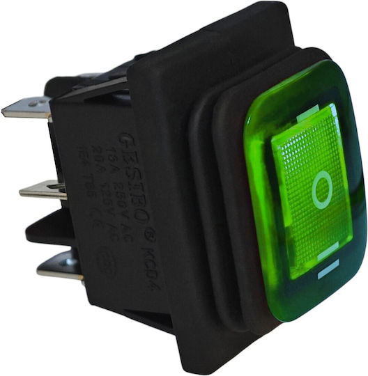Led Switch 3-position 6-pin 12-24v Rocker Rocker Waterproof Green