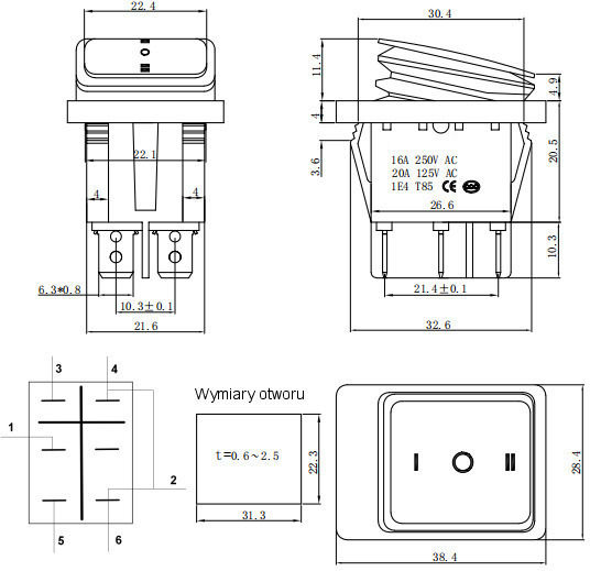Led Switch 3-position 6-pin 12-24v Rocker Rocker Waterproof Green