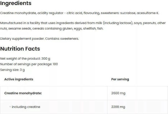 OstroVit Creatine Monohydrate Cireș 300gr