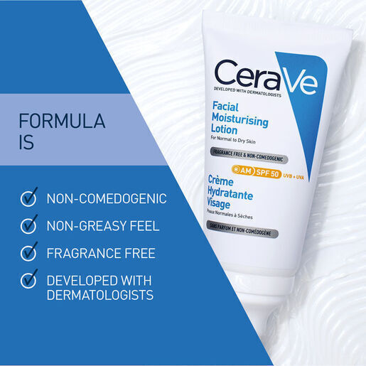 CeraVe AM Moisturising Αντηλιακή Λοσιόν Προσώπου SPF50 52ml