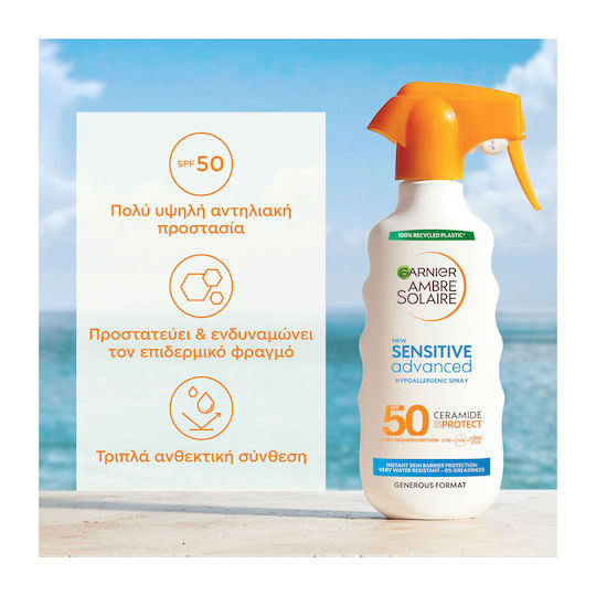 Garnier Ambre Solaire Sensitive Advanced Ceramide Protect Hypoallergenic Αντηλιακή Κρέμα Σώματος SPF50 σε Spray 270ml