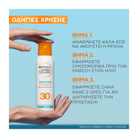 Garnier Invisible Protect Mist Αδιάβροχο Αντηλιακό Mist για το Σώμα SPF30 150ml