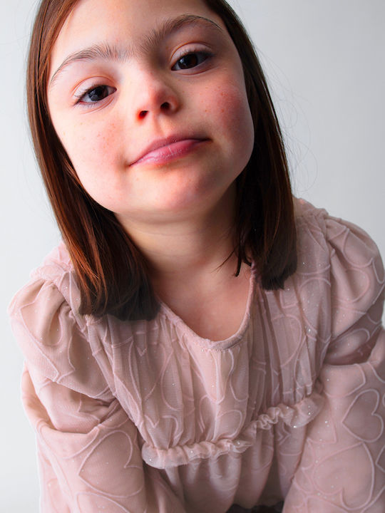 Children's Dress Long Sleeve Tulle Soft Pink