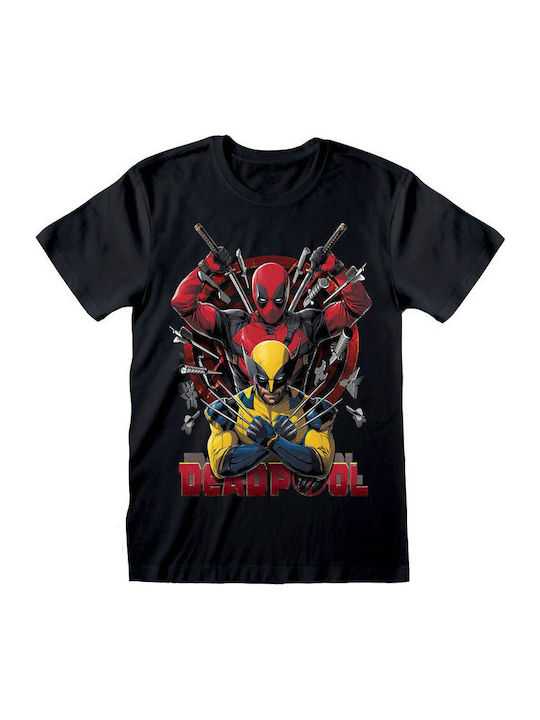 Heroes INC Deadpool T-shirt Μαύρο Βαμβακερό