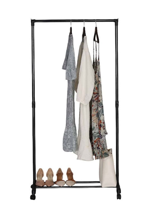 Ankor Wheeled Floor Garment Rack made of Metal Black 74.5x41.5x157cm