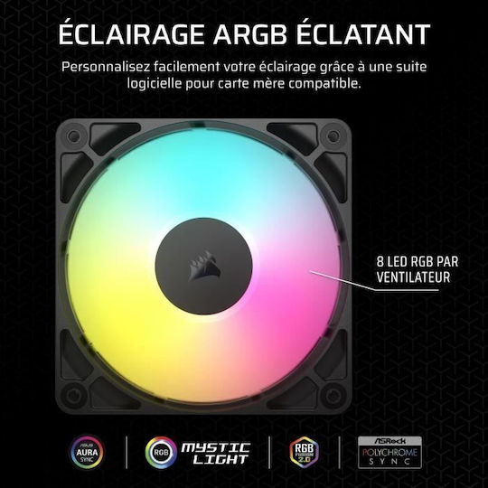 Corsair RS120 Case Fan (2100rpm / 72.8cfm) with ARGB Lighting and 4-Pin PWM Connection 3pcs
