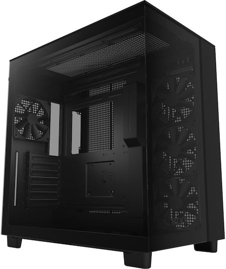 NZXT H9 Flow Геймърско Midi Tower Компютърна Кутия с Страничен Прозорец Матово Черен