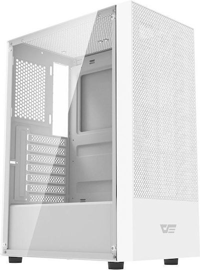 Darkflash A290 Геймърско бюро Midi Tower Компютърна кутия със страничен прозорец White