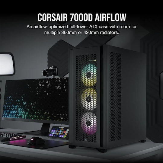 Corsair 7000D Airflow Gaming Full Tower Computer Case With Black Side Window