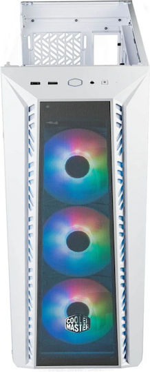CoolerMaster MasterBox 520 Mesh ARGB Gaming Midi Tower Κουτί Υπολογιστή με Πλαϊνό Παράθυρο Λευκό