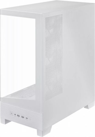 Asus A31 PLUS Gaming Midi-Turm Computergehäuse mit Seitenfenster und ARGB-Beleuchtung Weiß
