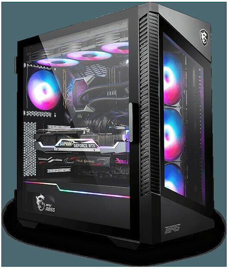 MSI MPG Velox 100R Геймърско бюро Midi Tower Компютърна кутия със страничен прозорец Черен