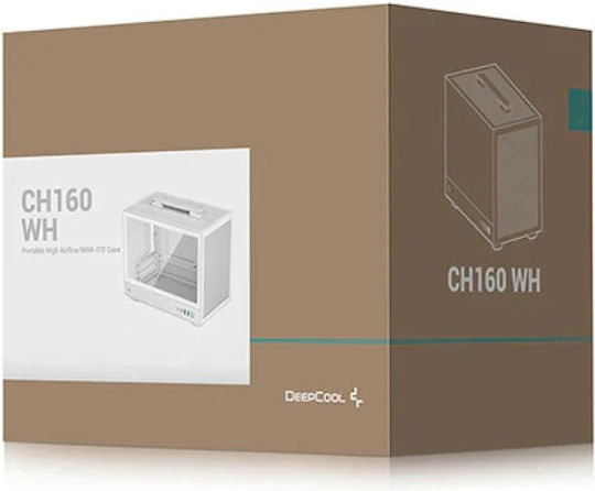 Deepcool CH160 v2 Gaming Mini Tower Computer Case with Side Window White