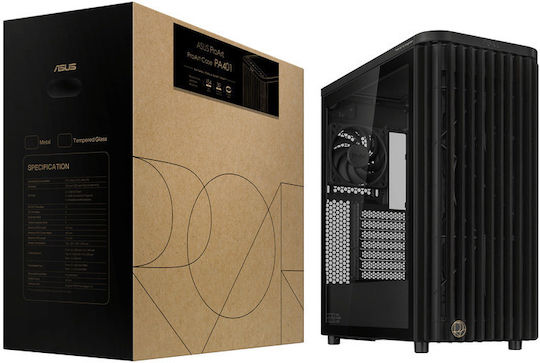 Asus ProArt PA401 Wood Edition Gaming Midi Tower Κουτί Υπολογιστή με Πλαϊνό Παράθυρο Μαύρο