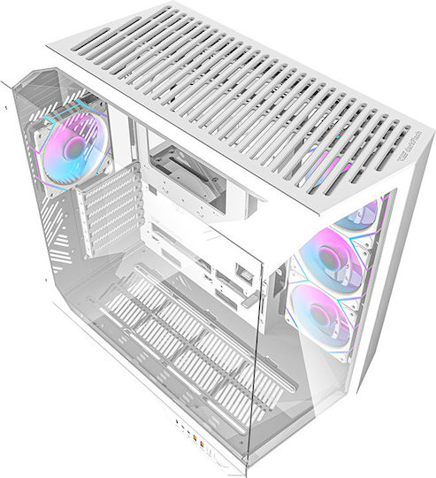 Darkflash DY470 (+fans & gpu bracket) Gaming Midi Tower Computer Case with Side Window and RGB Lighting White