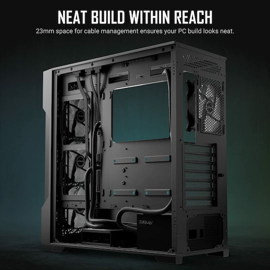 Antec AX90 Геймърско бюро Midi Tower Компютърна кутия със страничен прозорец и RGB осветление Черен