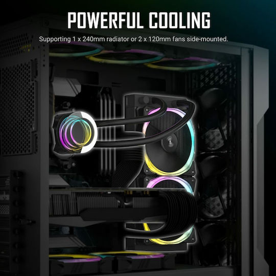 Antec AX90 Геймърско бюро Midi Tower Компютърна кутия със страничен прозорец и RGB осветление Черен
