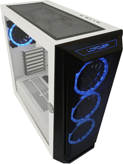 LC-Power 805BW Holo-1_X Gaming Midi-Turm Computergehäuse mit Seitenfenster Weiß