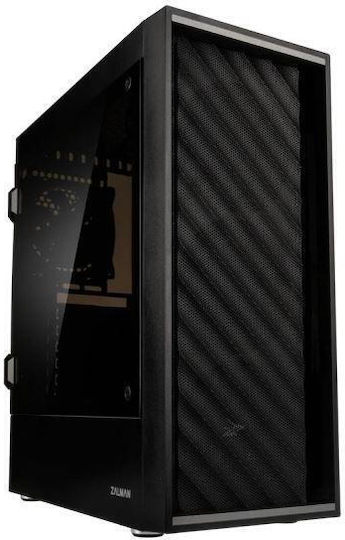 Zalman T7 Gaming Midi-Turm Computergehäuse mit Seitenfenster Schwarz