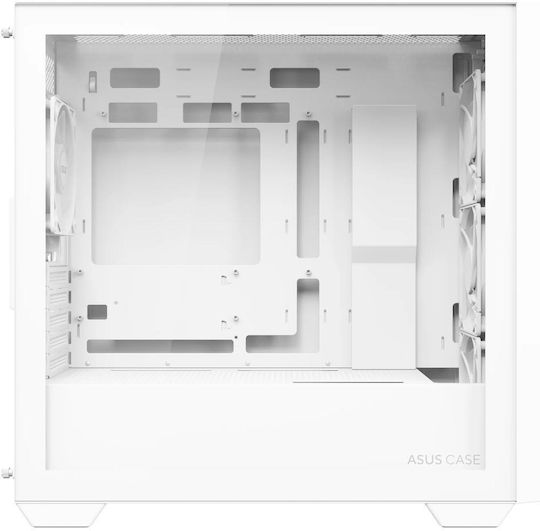 Asus A21 Plus Gaming Midi Tower Κουτί Υπολογιστή με Πλαϊνό Παράθυρο και RGB Φωτισμό Λευκό