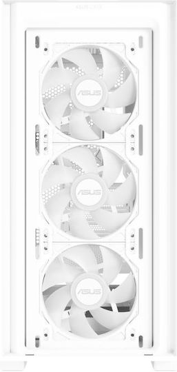 Asus A21 Plus Gaming Midi Tower Κουτί Υπολογιστή με Πλαϊνό Παράθυρο και RGB Φωτισμό Λευκό
