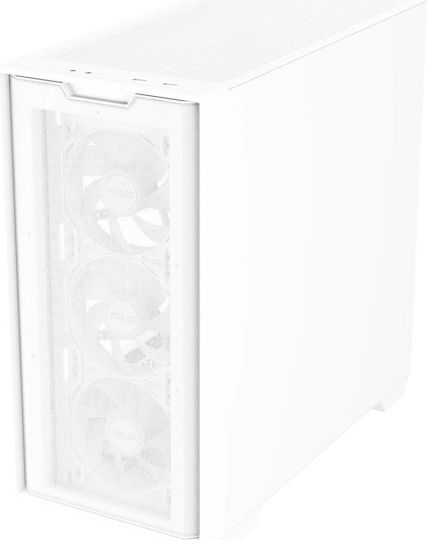 Asus A21 Plus Gaming Midi Tower Κουτί Υπολογιστή με Πλαϊνό Παράθυρο και RGB Φωτισμό Λευκό