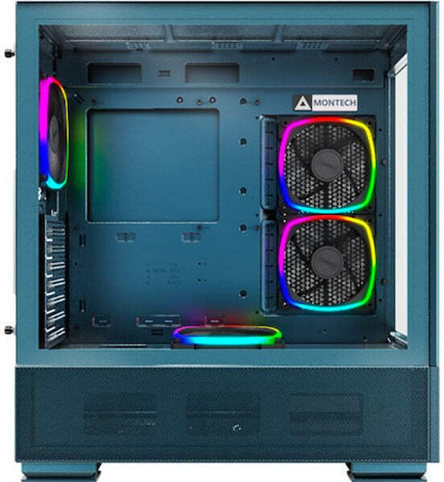 Montech Sky Two Gaming Middle Tower Carcasă Calculator cu Fereastră Laterală și Iluminare RGB Albastru