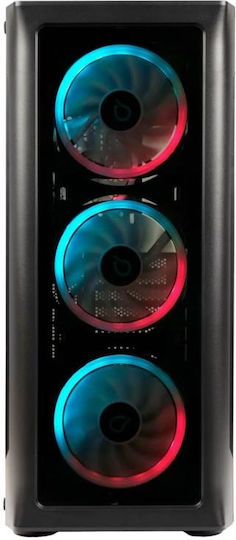 Spacer Shield Gaming Middle Tower Carcasă Calculator cu Fereastră Laterală și Iluminare RGB Negru