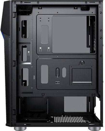 Spacer Rainbow Gaming Midi Tower Κουτί Υπολογιστή με Πλαϊνό Παράθυρο και RGB Φωτισμό Μαύρο