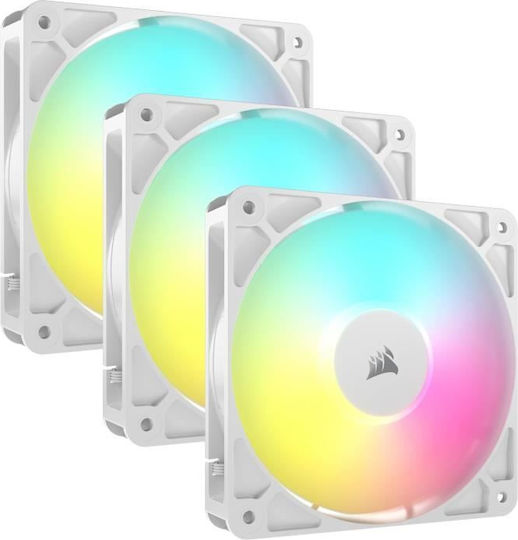 Corsair RS120 Case Fan (2100rpm / 72.8cfm) with ARGB Lighting and 4-Pin PWM Connection 3pcs White