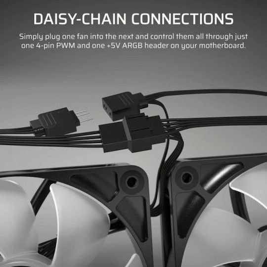 Corsair RS140 Case Fan 1700rpm 95.5cfm with ARGB Lighting and 4-Pin PWM Connection White