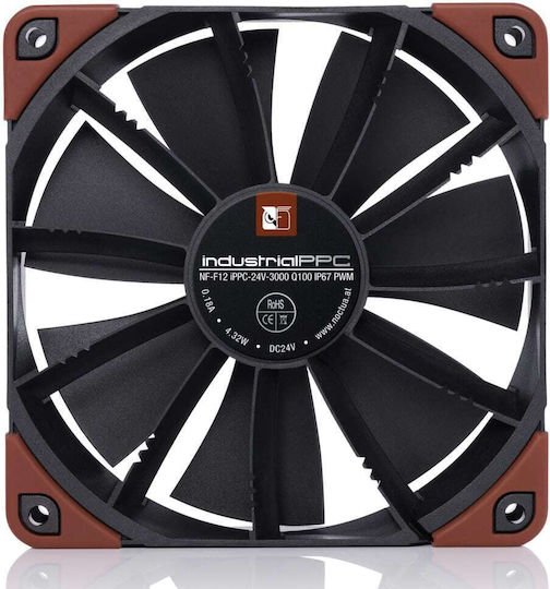 Noctua NF-F12 industrialPPC-3000 Ventilator pentru Carcasa 120mm (3000rpm / 109.89cfm) Fără Iluminare LED și Conexiune 4-Pin PWM