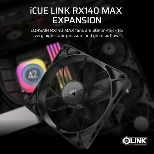 Corsair iCUE LINK RX140 MAX Case Fans 1600rpm 103.5cfm Without LEDs Connection 4-Pin PWM