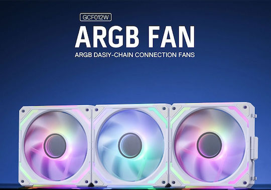 Redragon GC-F012W Gehäuselüfter 120mm (2000rpm / 68,8cfm) mit ARGB Beleuchtung 3 Stück Weiße