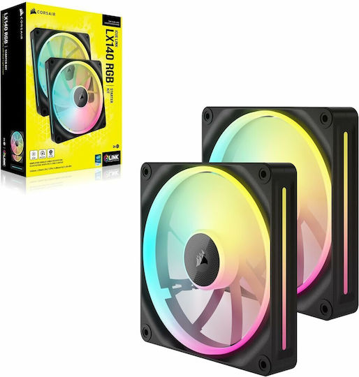 Corsair iCue Link LX140 Case Fan (2000rpm / 84.7cfm) με RGB Φωτισμό και Σύνδεση 4-Pin PWM 2τμχ