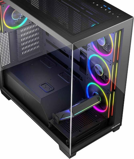 Modecom Volcano Stellar ARGB 5F Gaming Midi Tower Κουτί Υπολογιστή με Πλαϊνό Παράθυρο Μαύρο
